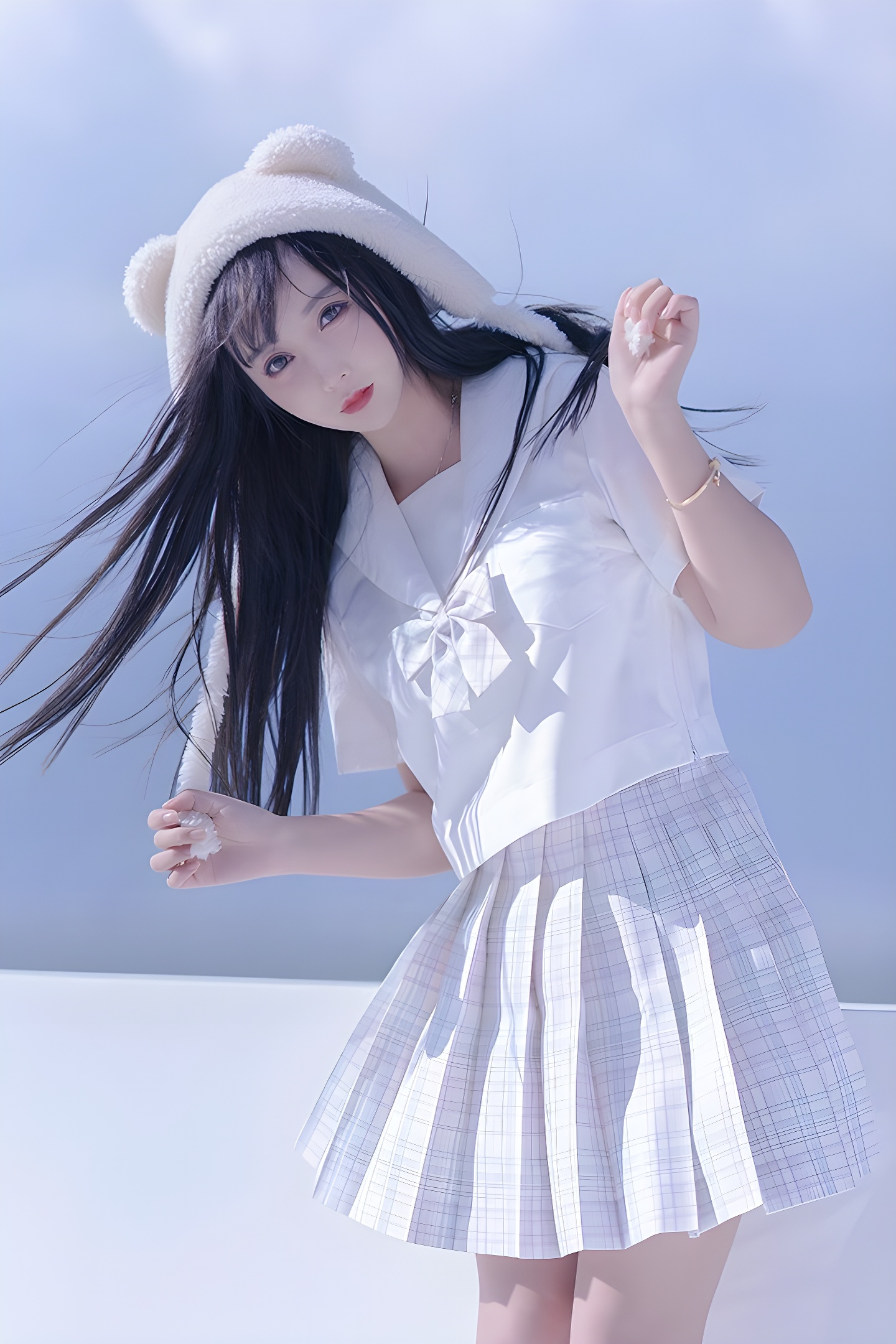 思春期少女米线线JK制服写真：美腿与青春的完美结合